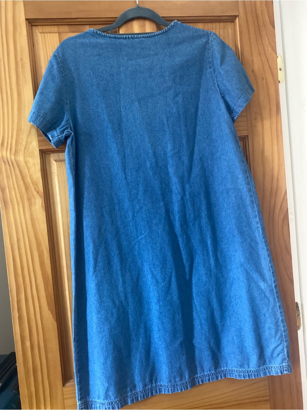 Vintage 90s Blair Denim Dress Small Ladybug Embroidered Cottagecore Pockets - Picture 9 of 13